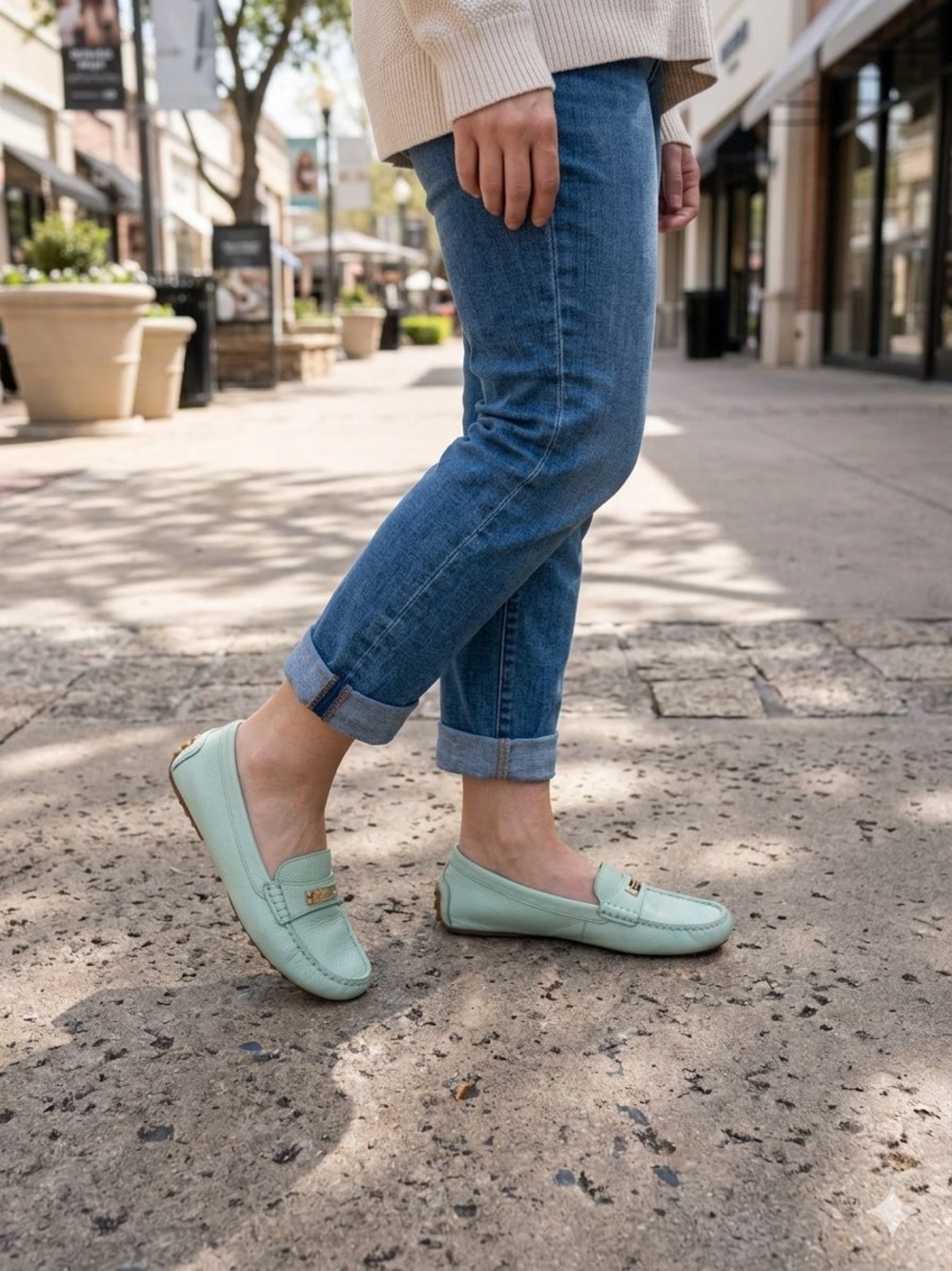 Women’s Mint Green Slip-On Loafers